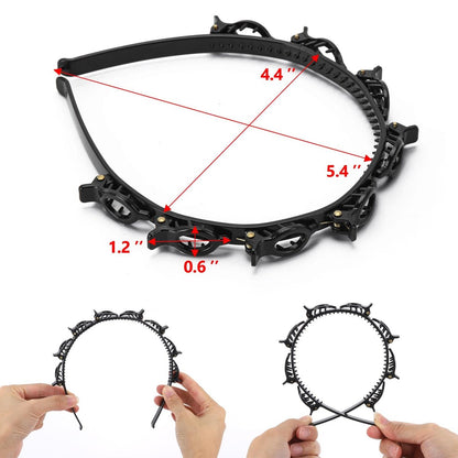 acDesign 4-Piece Headband with Clips Set – Professional Weave Bangs Hairstyle Hairpin Headband for Women (2 Black & 2 Red)