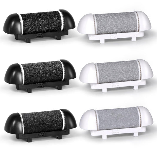 6 Pack Replacement Roller Refill Heads for Electric Foot Callus Remover - Extra, Regular & Fine Coarse Grits (2 Each) by ZABOUL