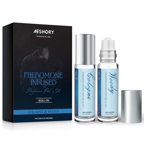 Aeshory Pheromone Perfume for Men - 2 Pack Roll-On Attraction Cologne, Long-Lasting Essential Oil Scent Avelisse