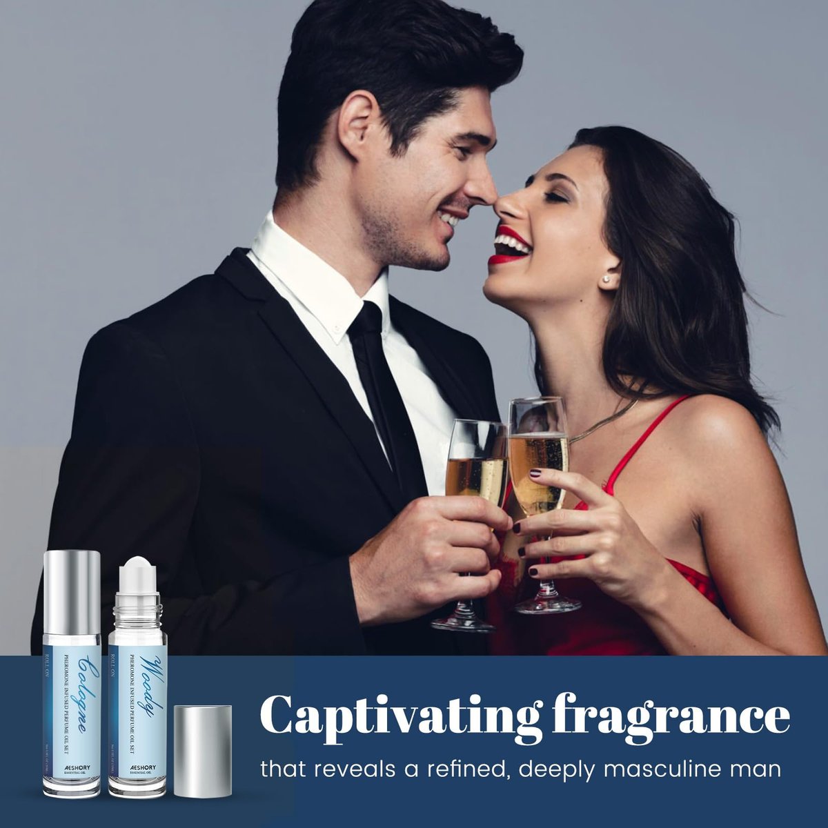 Aeshory Pheromone Perfume for Men - 2 Pack Roll-On Attraction Cologne, Long-Lasting Essential Oil Scent Avelisse