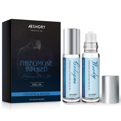 Aeshory Pheromone Perfume for Men - 2 Pack Roll-On Attraction Cologne, Long-Lasting Essential Oil Scent Avelisse