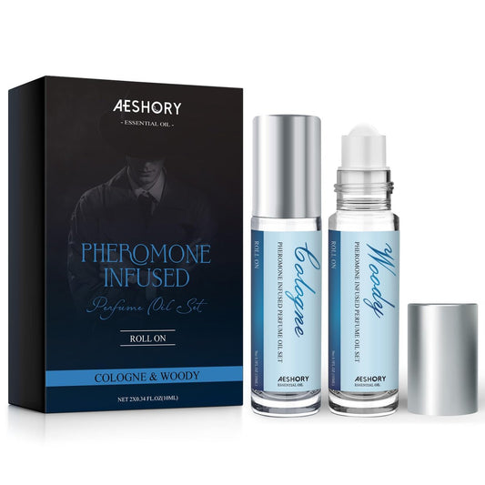 Aeshory Pheromone Perfume for Men - 2 Pack Roll-On Attraction Cologne, Long-Lasting Essential Oil Scent Avelisse