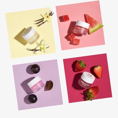 ANRCOLLECT Lip Mask Overnight Set, 4Pcs Lip Care Hydration Treatment Exfoliator Mask Kit, Revives & Nourishes Gift Set for All Day Moisturizing with Collagen & Shea Butter Avelisse
