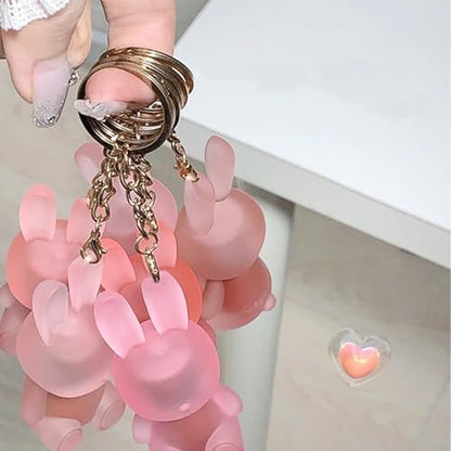 Baorder 3 Colors Cute Rabbit Matte Liquid Lipstick Set - Velvet Lip Glaze 2 in 1 Key Chain Bunny Lip Gloss & Lip Stain, Waterproof Long Lasting Non-Stick Cup Lip Clay for Girls Avelisse