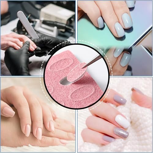 180 Grit Sandpaper Sheets with Dual Ended Nail Cuticle Pusher and Cutter - Self-Adhesive Sandpaper for Keratinizer Slant Heads, Nail Art Pre-Polishing, Salon and Home Use (50 Pack) - görsel 16