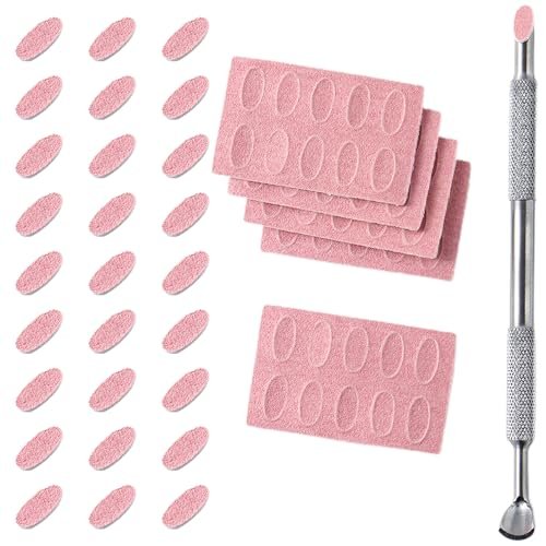 180 Grit Sandpaper Sheets with Dual Ended Nail Cuticle Pusher and Cutter - Self-Adhesive Sandpaper for Keratinizer Slant Heads, Nail Art Pre-Polishing, Salon and Home Use (50 Pack) - görsel 2