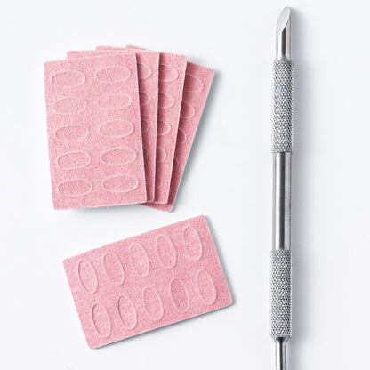 180 Grit Sandpaper Sheets with Dual Ended Nail Cuticle Pusher and Cutter - Self-Adhesive Sandpaper for Keratinizer Slant Heads, Nail Art Pre-Polishing, Salon and Home Use (50 Pack)
