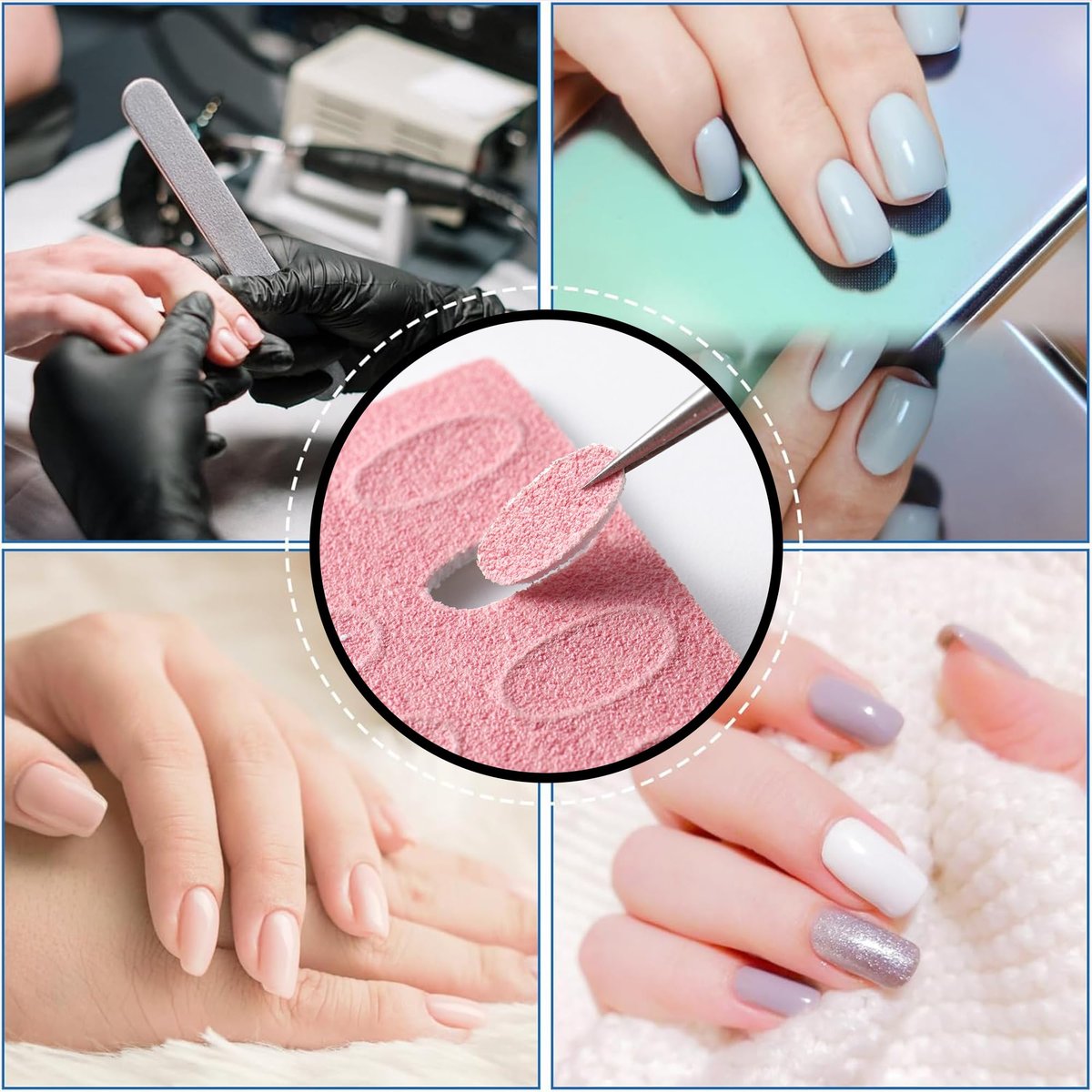 180 Grit Sandpaper Sheets with Dual Ended Nail Cuticle Pusher and Cutter - Self-Adhesive Sandpaper for Keratinizer Slant Heads, Nail Art Pre-Polishing, Salon and Home Use (50 Pack) - görsel 15