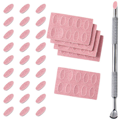 180 Grit Sandpaper Sheets with Dual Ended Nail Cuticle Pusher and Cutter - Self-Adhesive Sandpaper for Keratinizer Slant Heads, Nail Art Pre-Polishing, Salon and Home Use (50 Pack)