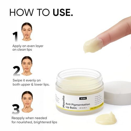 Masofta Shea Butter Lip Balm with Kojic Acid, Alpha Arbutin & SPF 30 PA++ - 0.53 oz Avelisse