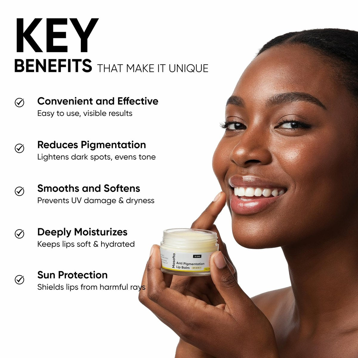 Masofta Shea Butter Lip Balm with Kojic Acid, Alpha Arbutin & SPF 30 PA++ - 0.53 oz Avelisse