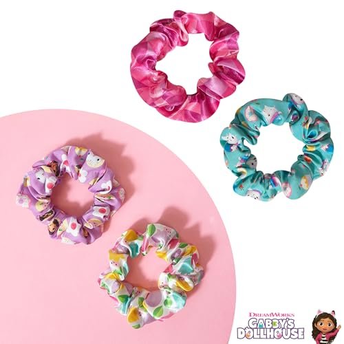 LUV HER Gabby's Dollhouse Cute Scrunchies for Girls of All Ages - 4 Large Hair Scrunchies - 4 Printed Scrunchies with Your Favorite Characters - Hair Accessories for Girls 3+ Avelisse