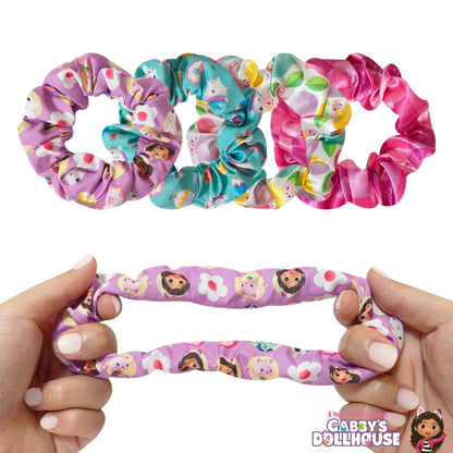 LUV HER Gabby's Dollhouse Cute Scrunchies for Girls of All Ages - 4 Large Hair Scrunchies - 4 Printed Scrunchies with Your Favorite Characters - Hair Accessories for Girls 3+ Avelisse