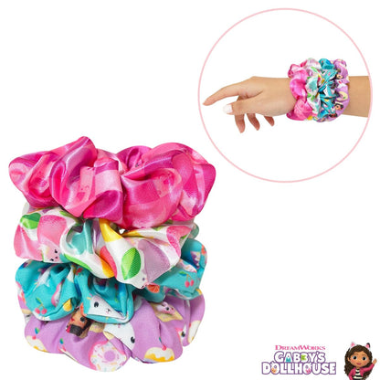 LUV HER Gabby's Dollhouse Cute Scrunchies for Girls of All Ages - 4 Large Hair Scrunchies - 4 Printed Scrunchies with Your Favorite Characters - Hair Accessories for Girls 3+ Avelisse