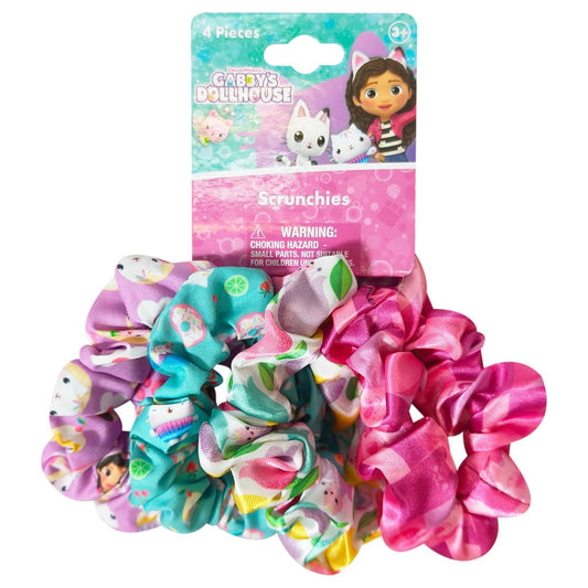 LUV HER Gabby's Dollhouse Cute Scrunchies for Girls of All Ages - 4 Large Hair Scrunchies - 4 Printed Scrunchies with Your Favorite Characters - Hair Accessories for Girls 3+ Avelisse