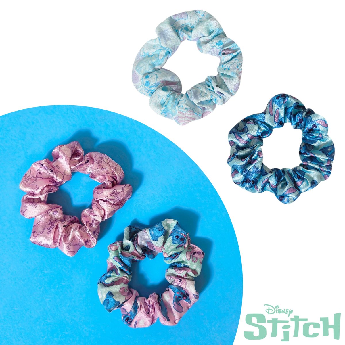 LUV HER Disney Stitch Scrunchies - 4 Large Hair Scrunchies for Girls - Printed Hair Ties with Stitch Characters - Soft Fabric Hair Accessories for Girls 3+ - görsel 11