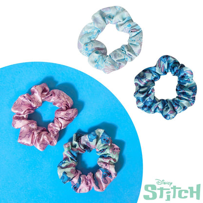 LUV HER Disney Stitch Scrunchies - 4 Large Hair Scrunchies for Girls - Printed Hair Ties with Stitch Characters - Soft Fabric Hair Accessories for Girls 3+