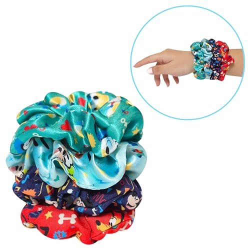 LUV HER Disney Mickey Scrunchies - 4 Large Printed Hair Scrunchies for Girls of All Ages, Officially Licensed Disney Hair Accessories - görsel 4
