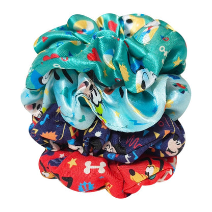 LUV HER Disney Mickey Scrunchies - 4 Large Printed Hair Scrunchies for Girls of All Ages, Officially Licensed Disney Hair Accessories