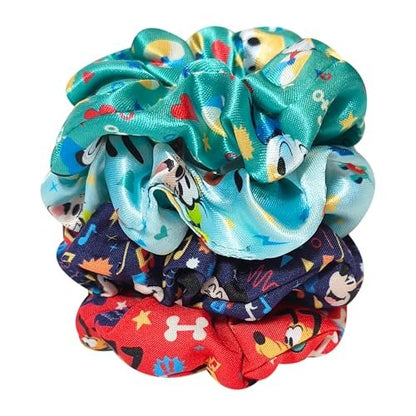 LUV HER Disney Mickey Scrunchies - 4 Large Printed Hair Scrunchies for Girls of All Ages, Officially Licensed Disney Hair Accessories