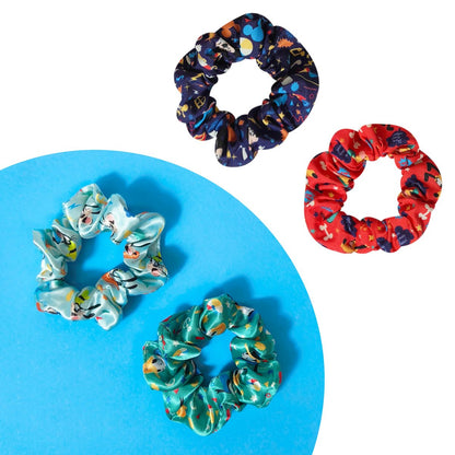 LUV HER Disney Mickey Scrunchies - 4 Large Printed Hair Scrunchies for Girls of All Ages, Officially Licensed Disney Hair Accessories