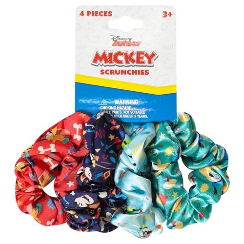 LUV HER Disney Mickey Scrunchies - 4 Large Printed Hair Scrunchies for Girls of All Ages, Officially Licensed Disney Hair Accessories - görsel 2