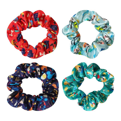 LUV HER Disney Mickey Scrunchies - 4 Large Printed Hair Scrunchies for Girls of All Ages, Officially Licensed Disney Hair Accessories
