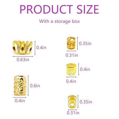Tuefuzy Gold Hair Jewelry Braid - 100 Pcs Metal Dreadlock Accessories Rings Cuffs Clips