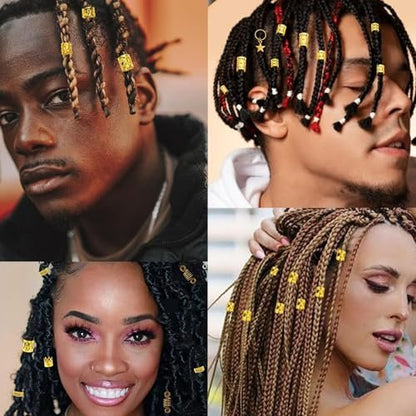 Tuefuzy Gold Hair Jewelry Braid - 100 Pcs Metal Dreadlock Accessories Rings Cuffs Clips