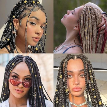 Tuefuzy Gold Hair Jewelry Braid - 100 Pcs Metal Dreadlock Accessories Rings Cuffs Clips