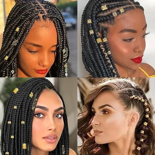 Tuefuzy Gold Hair Jewelry Braid - 100 Pcs Metal Dreadlock Accessories Rings Cuffs Clips - görsel 10