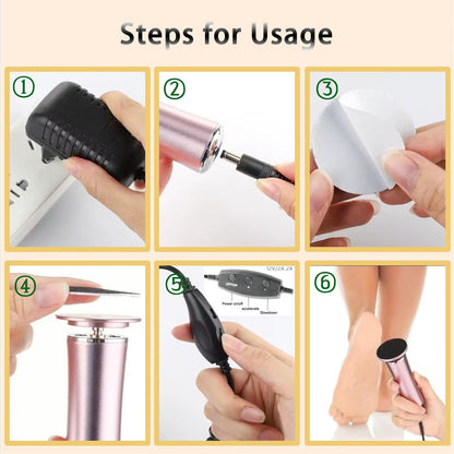 Darmave™ Electric Foot Callus Remover - Smooth Pedicure Wand with 60 Sanding Pads, Foot Scrubber File for Cracked Heels, Rose Gold/Black Avelisse