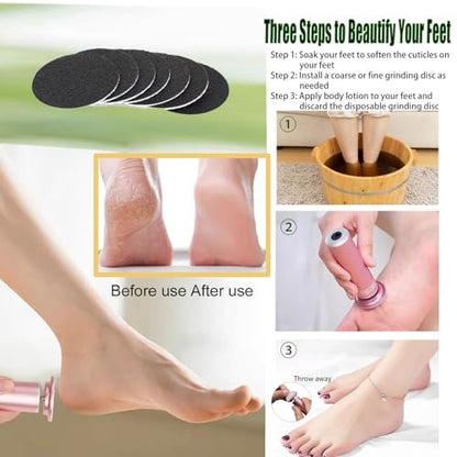 Darmave™ Electric Foot Callus Remover - Smooth Pedicure Wand with 60 Sanding Pads, Foot Scrubber File for Cracked Heels, Rose Gold/Black Avelisse