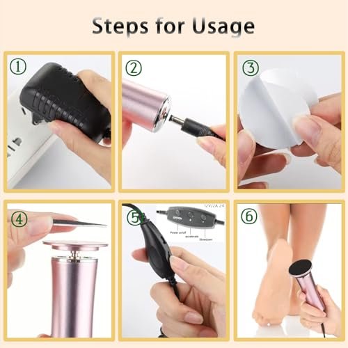 Darmave™ Electric Foot Callus Remover - Smooth Pedicure Wand with 60 Sanding Pads, Foot Scrubber File for Cracked Heels, Rose Gold/Black Avelisse