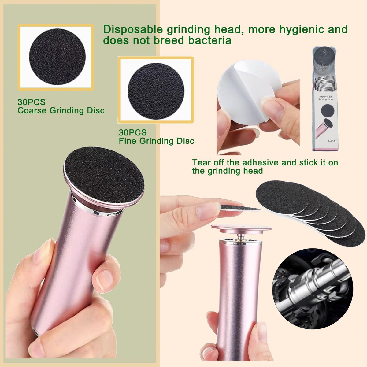 Darmave™ Electric Foot Callus Remover - Smooth Pedicure Wand with 60 Sanding Pads, Foot Scrubber File for Cracked Heels, Rose Gold/Black Avelisse