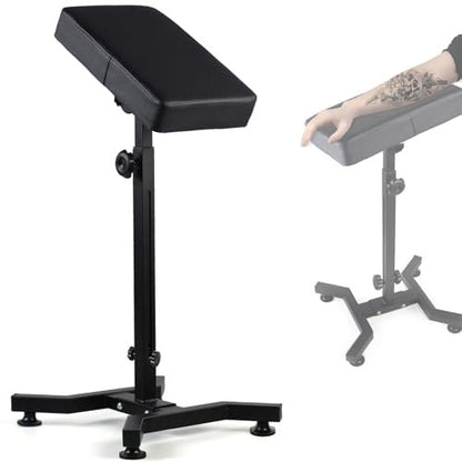 Adjustable Tattoo Arm Rest Stand with PU Leather Thicken Sponge Pillow - Strong Stability Base for Tattoo Equipment, Black Avelisse