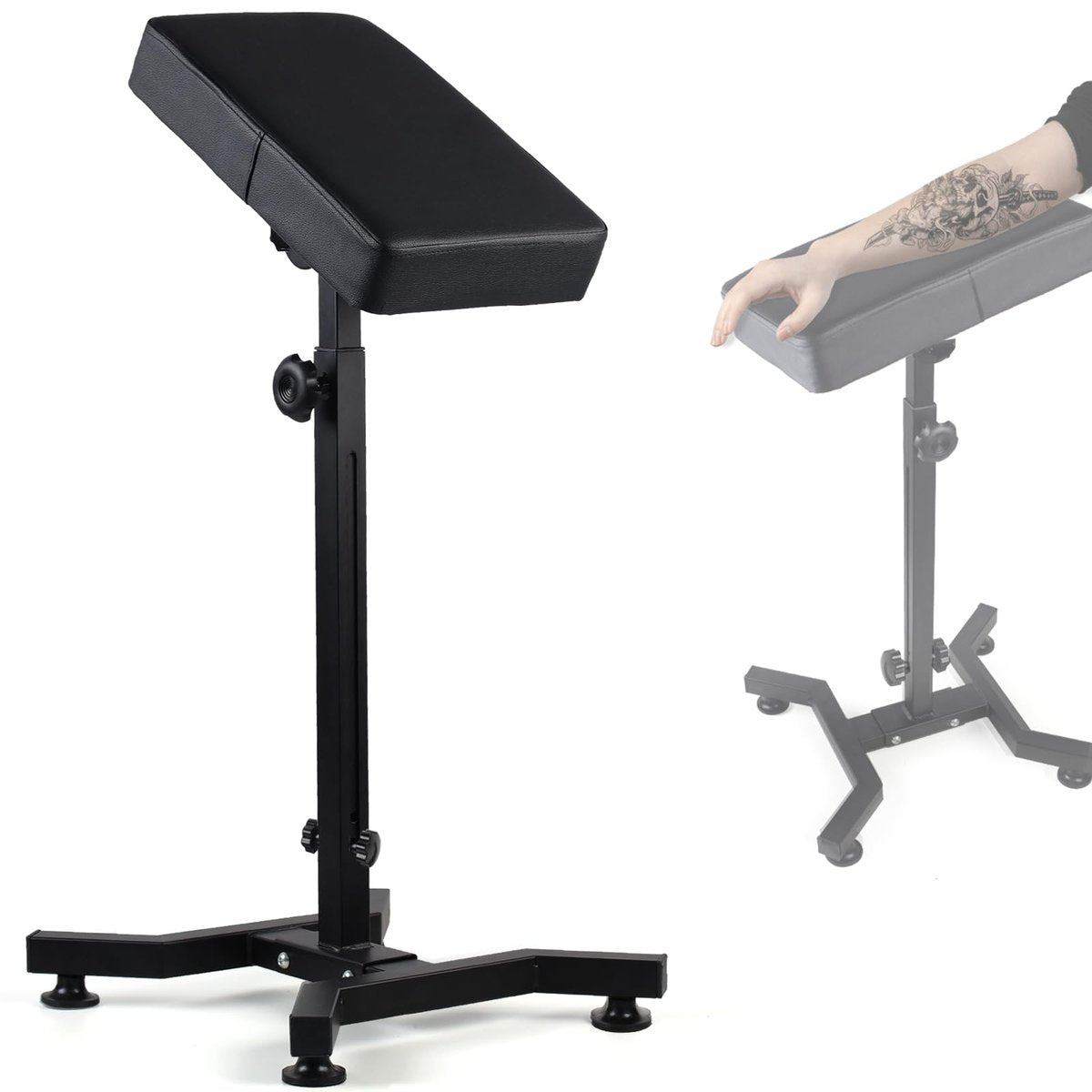 Adjustable Tattoo Arm Rest Stand with PU Leather Thicken Sponge Pillow - Strong Stability Base for Tattoo Equipment, Black Avelisse