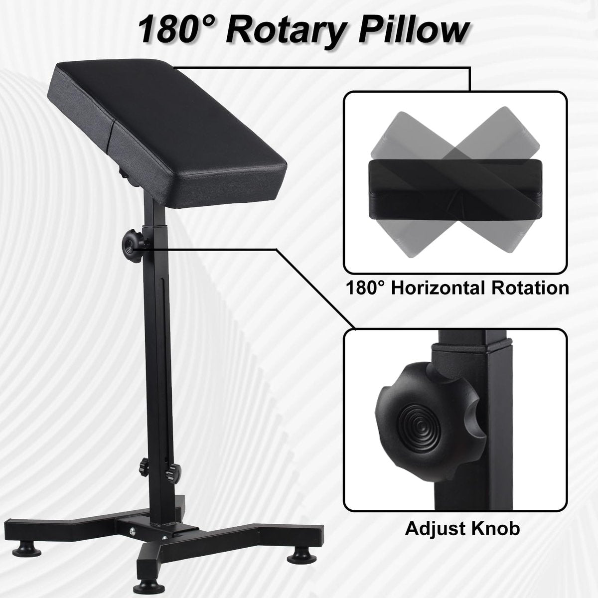 Adjustable Tattoo Arm Rest Stand with PU Leather Thicken Sponge Pillow - Strong Stability Base for Tattoo Equipment, Black Avelisse