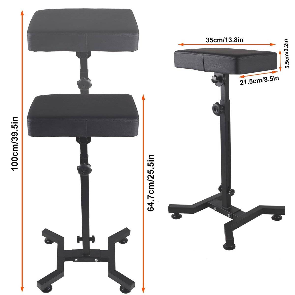 Adjustable Tattoo Arm Rest Stand with PU Leather Thicken Sponge Pillow - Strong Stability Base for Tattoo Equipment, Black Avelisse