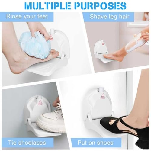 Foldable Shower Foot Rest with Suction Cup for Shaving Legs - Anti-Slip Shower Pedal for Pregnant Women & Back Pain Sufferers - Reduce Body Strain & Bending Over Avelisse