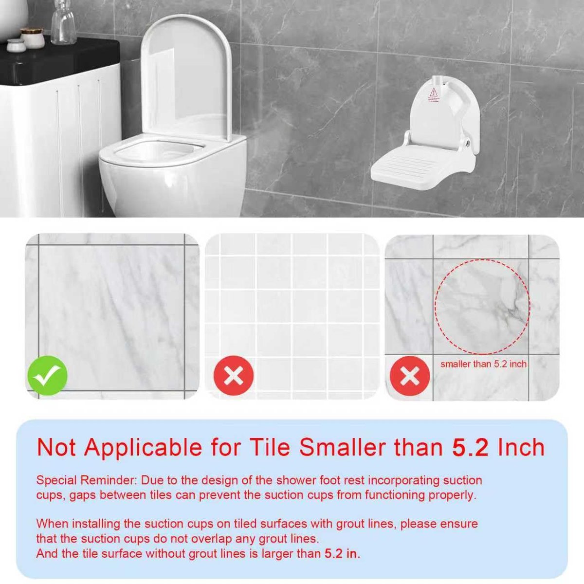 Foldable Shower Foot Rest with Suction Cup for Shaving Legs - Anti-Slip Shower Pedal for Pregnant Women & Back Pain Sufferers - Reduce Body Strain & Bending Over Avelisse