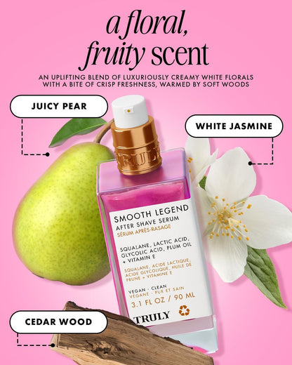 Truly Beauty Smooth Legend After Shave Serum | Reduces Bumps, KP & Strawberry Skin | Hydrating Treatment with Peptides, Hyaluronic Acid & Aloe Extract | Smooths & Calms Skin (3.1 Fl Oz)