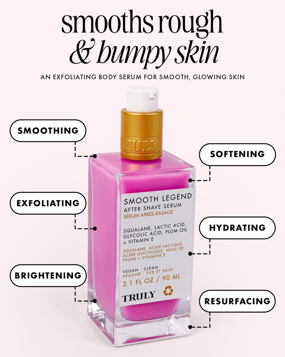 Truly Beauty Smooth Legend After Shave Serum | Reduces Bumps, KP & Strawberry Skin | Hydrating Treatment with Peptides, Hyaluronic Acid & Aloe Extract | Smooths & Calms Skin (3.1 Fl Oz) - görsel 3