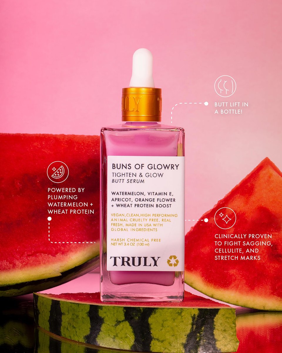 Truly Beauty Buns of Glowry Glow & Tighten Serum – Skin Tightening & Cellulite Cream for Thighs and Buns, Fast Absorbing Butt Enhancement Lotion (3.1 oz) Avelisse