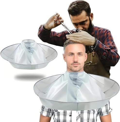 Waterproof Haircut Cape Umbrella - Portable Hair Clippings Catcher for Adults & Kids, Reusable Anti-Static Nylon Hairdressing Cloak for Salon & DIY Home Use (Gray, One Size) - görsel 2
