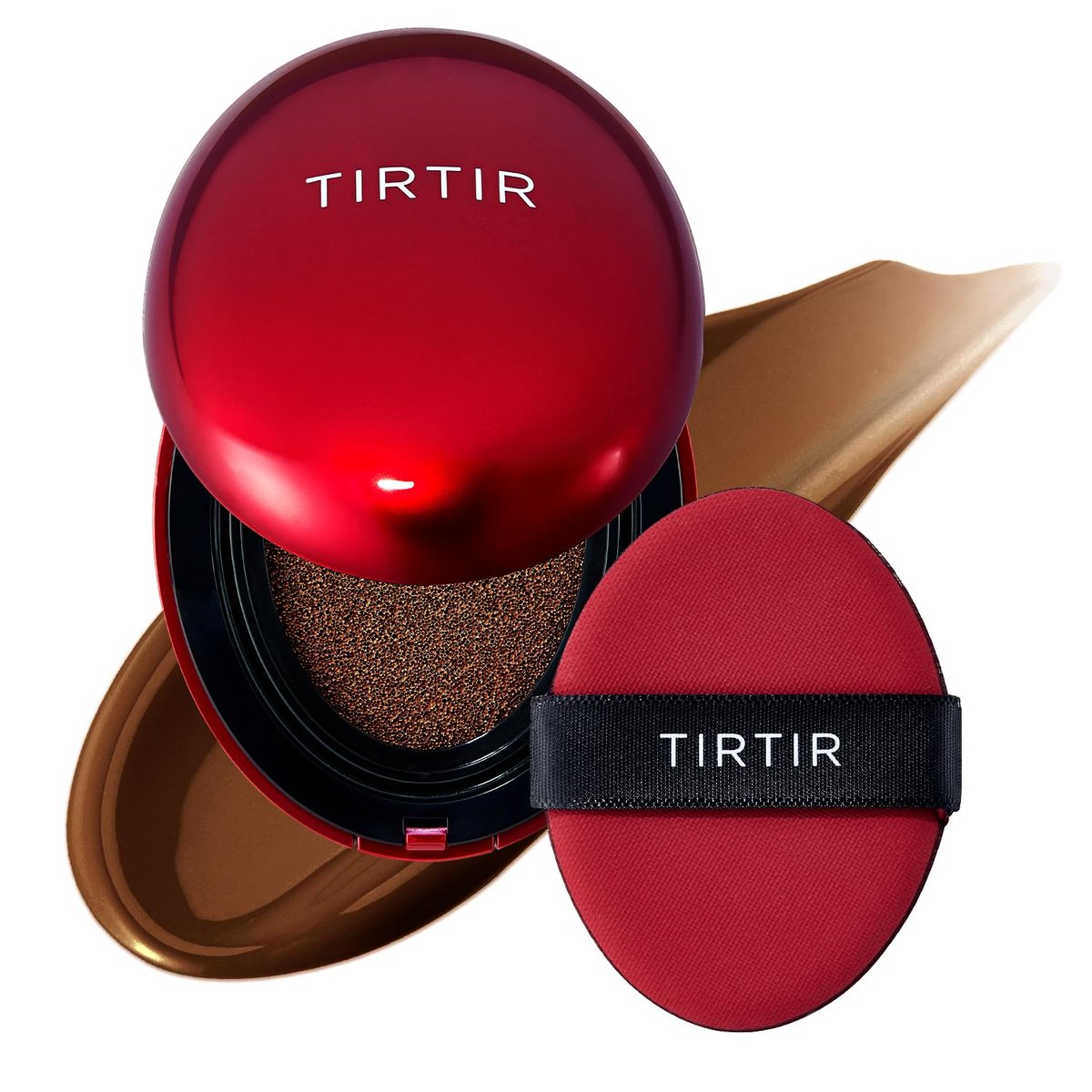 TIRTIR Mask Fit Red Cushion Foundation – Full Coverage, Weightless, Satin Glow Finish – 47N Ebony, 0.63 Fl Oz - görsel 1