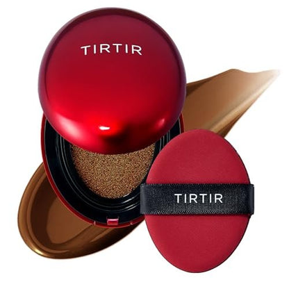 TIRTIR Mask Fit Red Cushion Foundation – Full Coverage, Weightless, Satin Glow Finish – 47N Ebony, 0.63 Fl Oz