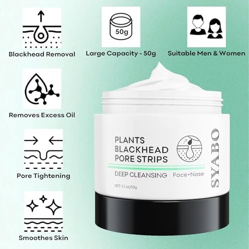 SYABO Blackhead Remover Nose Pore Strips - 100 Strips + 50g Peel Off Mask, Deep Cleansing Face Mask for Blackheads Removal, Aloe Vera Infused Avelisse