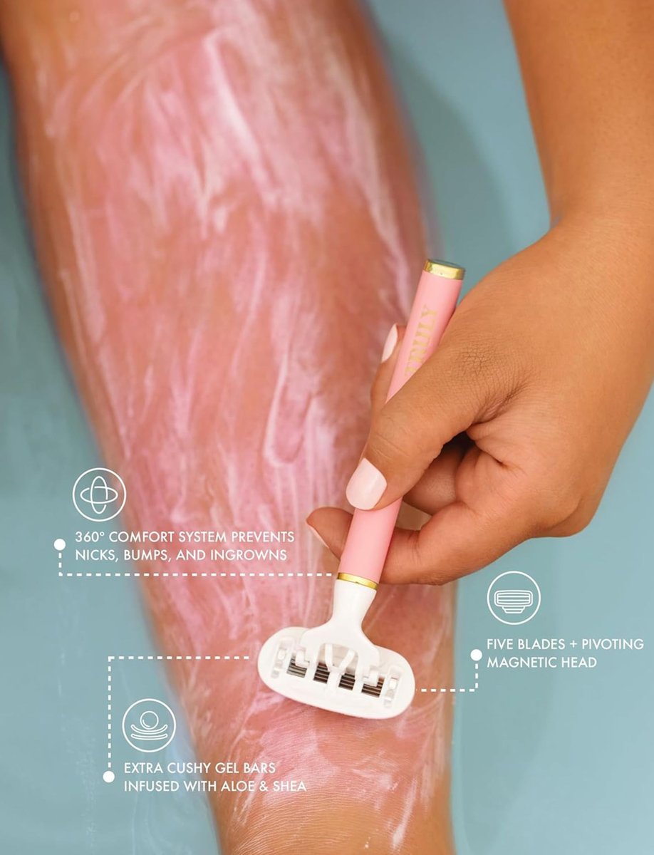 Truly Life Shaver Razor – Best Razor for Sensitive Skin with 5 Blades, Aloe & Shea Butter Infused Gel Bars, Pivoting Head & Flex-Grip Handle for Smooth, Irritation-Free Shave Avelisse