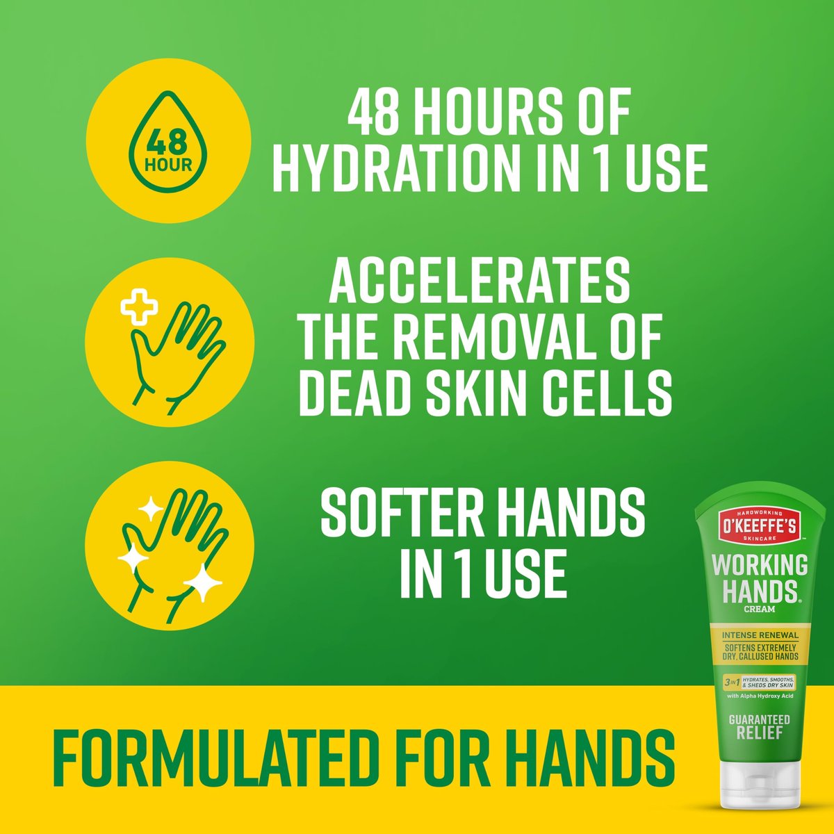 O'Keeffe's Working Hands Intense Renewal Hand Cream with Urea, 3 oz Tube – Softens & Smooths Extremely Dry, Callused Hands - görsel 7
